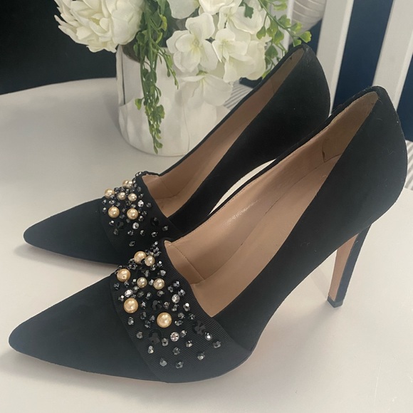 Club Mónaco Black Suede Heels. Made in Italy. Real leather. - Picture 2 of 9